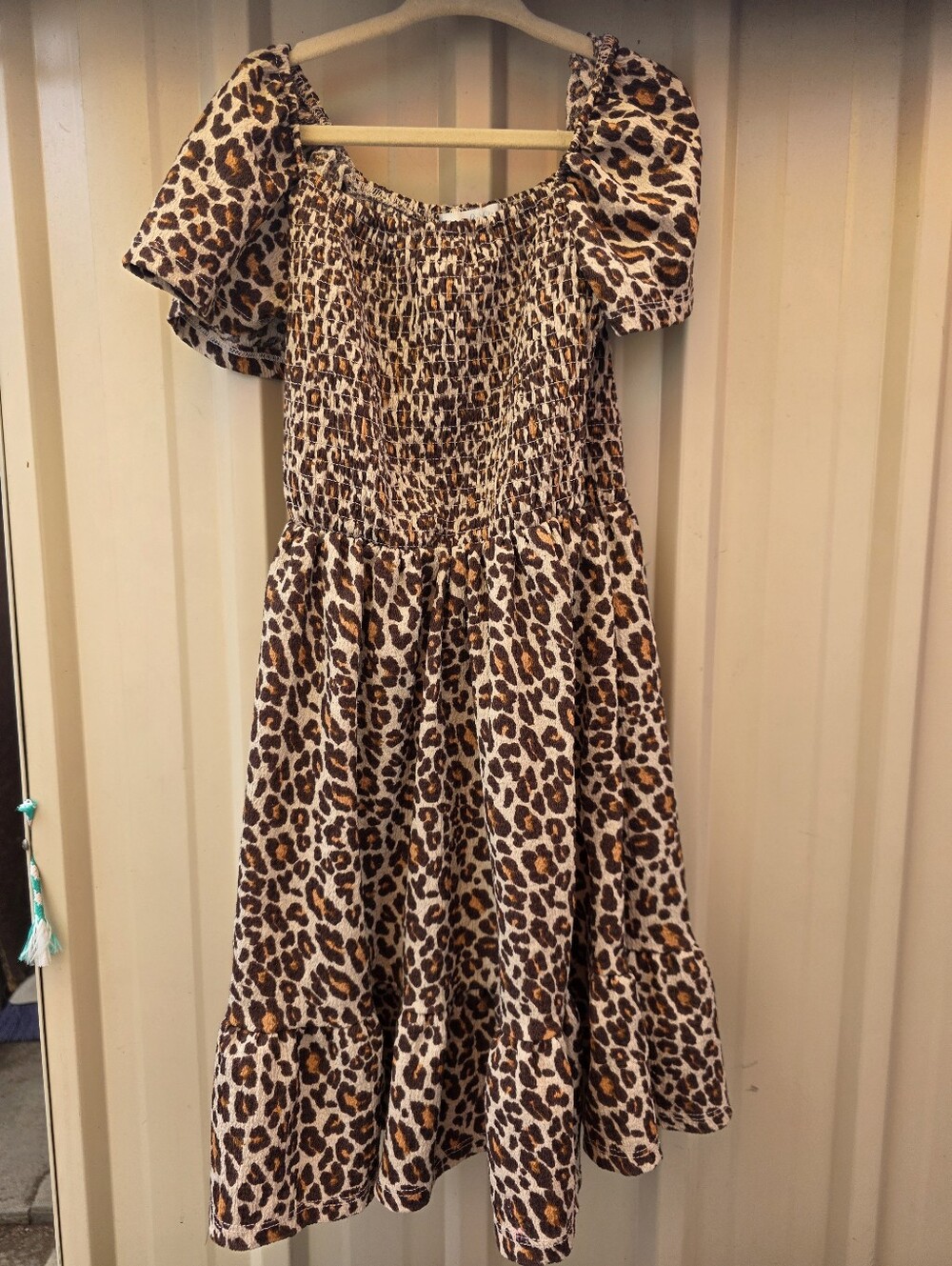 Emma & Elsa Leopard Print Smocked Dress